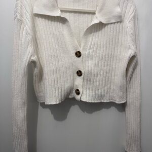 Altar'd State White Ribbed Crop Top